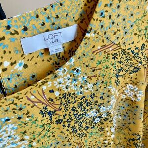 LOFT Mustard Floral Print Top